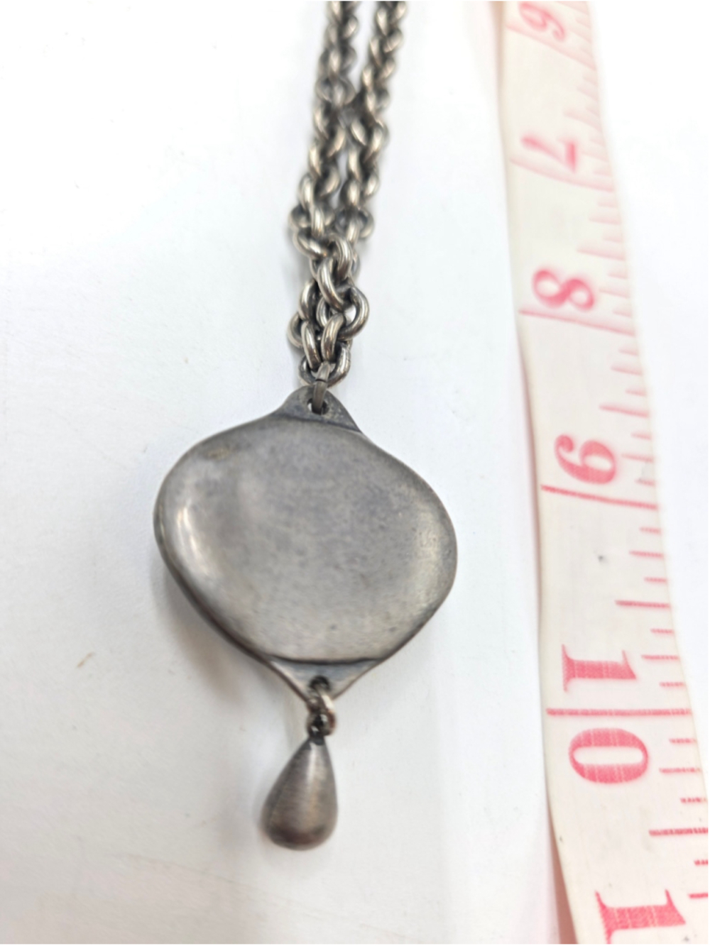 Vintage MAC Cosmetics Logo Pendant Necklace – Pewter Tone Chain–Y2K Collectible - Picture 7 of 7